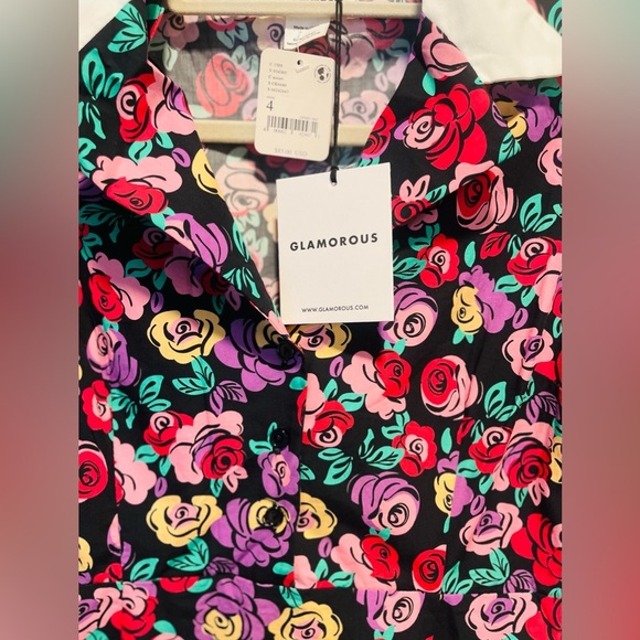 NWT! Glamorous Mini Floral Multi Color Dress, Size 4 - Picture 6 of 8